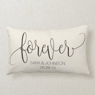 Forever, Calligraphy, Personalised Wedding Gift Lumbar Cushion