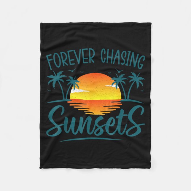 Forever Chasing Sunset Sunshine Summer Beach Fleece Blanket (Front)