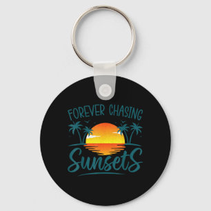 Forever Chasing Sunset Sunshine Summer Beach Key Ring