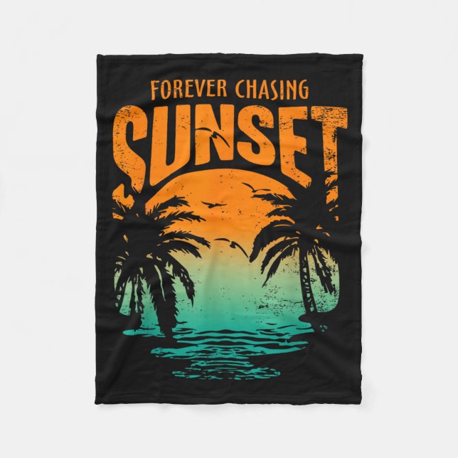 Forever Chasing Sunset Workout Summer Casual Fleece Blanket (Front)