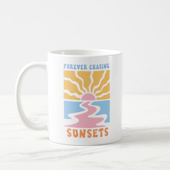 Forever Chasing Sunsets Retro Coffee Mug (Left)