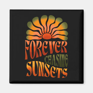 Forever chasing sunsets retro summer family summer magnet