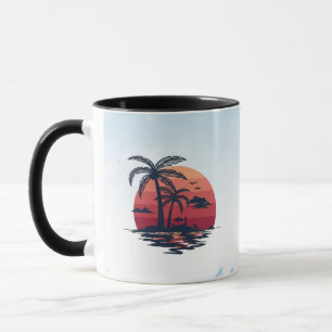 Forever Chasing Sunsets Retro Tropical Palm Tree Mug