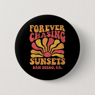Forever Chasing Sunsets San Deigo Beach California 6 Cm Round Badge