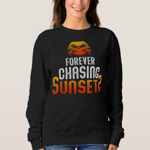 Forever Chasing Sunsets Summer Retro Sunset Beach Sweatshirt