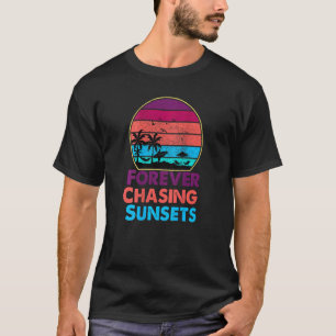 Forever Chasing Sunsets Word On Back Workout Summe T-Shirt