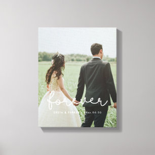 Forever cute whimsical wedding photo canvas print