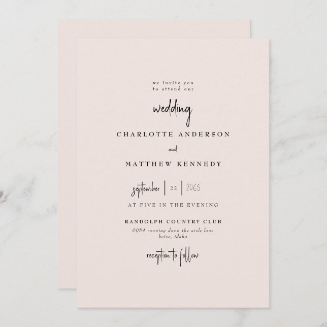Forever Faithful Blushing Bride No Parents Wedding Invitation (Front/Back)