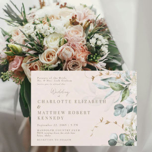 Forever Faithful Blushing Bride White Floral Invitation