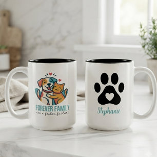 Forever Family Rescue Pet Adoption Tribute Two-Tone Coffee Mug