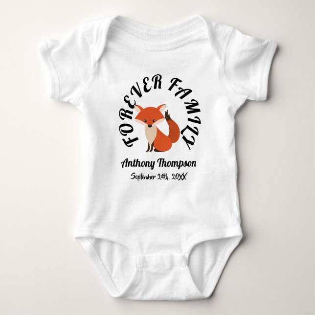 Forever Family Woodland Fox Adoption Gift Baby Bodysuit (Front)