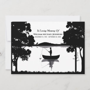 Forever Fishing Funeral Memorial Black And White Invitation