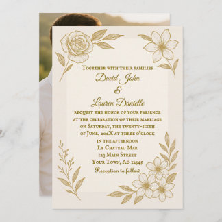 Forever Floral Photo Wedding Invitation