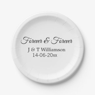 Forever & forever add couple name date love thanks paper plate