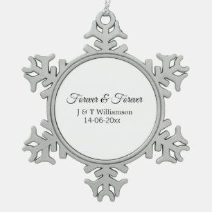 Forever & forever add couple name date love thanks snowflake pewter christmas ornament