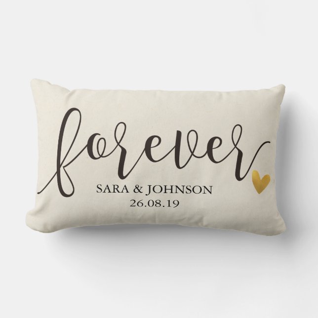Forever,Forever Together,Personalised Wedding Gift Lumbar Cushion (Front)