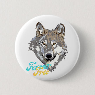 Forever Free Wolf Head Button