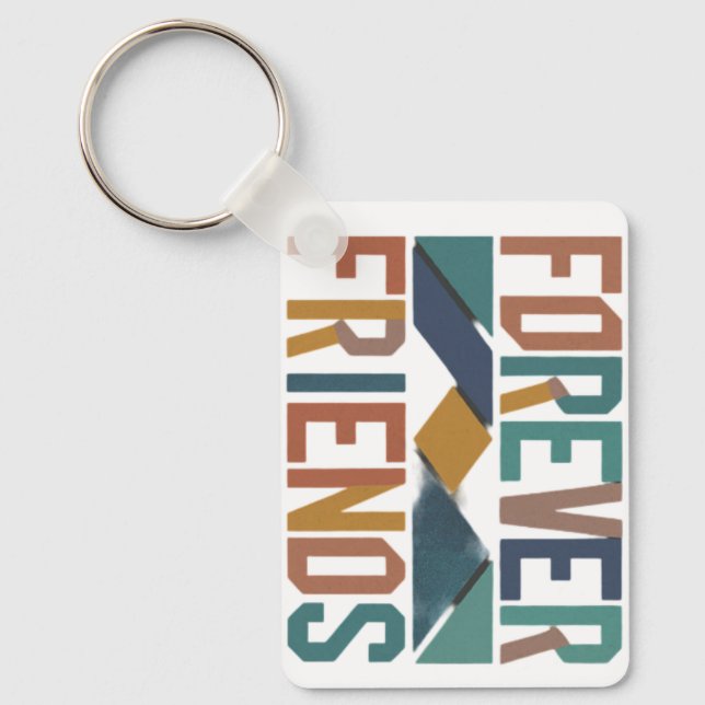 Forever Friends Aluminium Rectangle Keychain (Front)