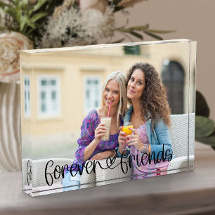 Forever Friends Cute Love Heart Typography Custom Photo Block