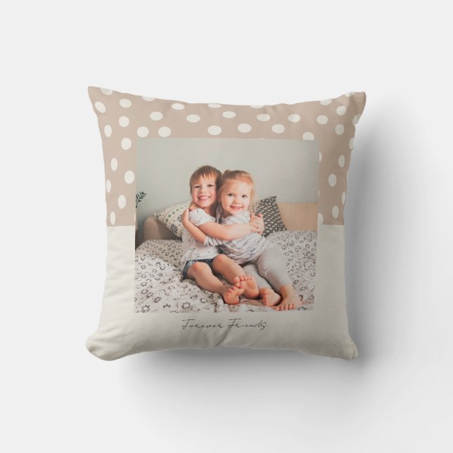 Forever Friends Keepsake Photo and Polka Dots Cushion (Front)
