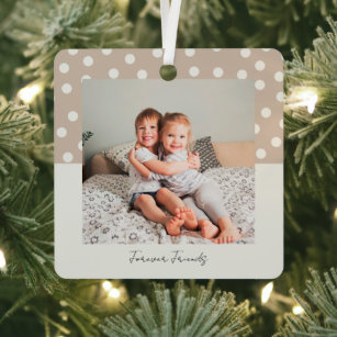 Forever Friends Keepsake Photo and Polka Dots Metal Tree Decoration