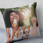 Forever Friends Script Overlay 2 Photo Cushion<br><div class="desc">Personalised best friends photo pillow with elegant text overlay. The photo template is set up for you to add your own pictures - one of the front and one on the back. The front also has the text overlay which reads "forever friends" in hand lettered script and bold typography. This...</div>