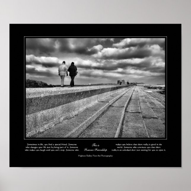 Forever Friendship, Winter Seaside Stroll Fine Art Poster (Front)