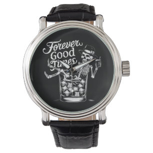 Forever Good Time Funny Halloween Skull Watch