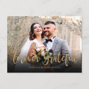 Forever Grateful Elegant Photo Wedding Thank You Postcard