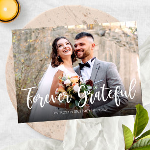Forever Grateful Elegant Photo Wedding Thank You Postcard