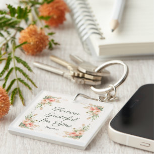 Forever Grateful Floral Personalised Mum Keychain