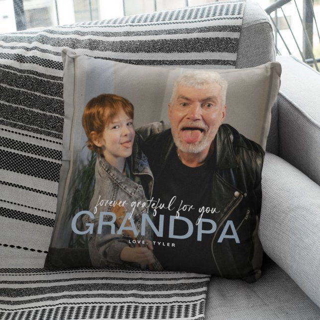 Forever Grateful For You Grandpa Photo Keepsake Cushion (Creator Uploaded)
