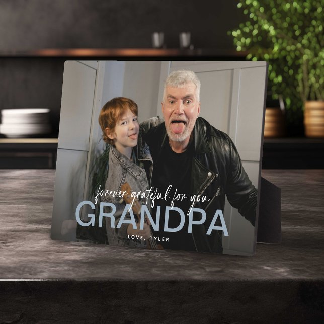 Forever Grateful For You Grandpa Photo Keepsake Plaque (Creator Uploaded)