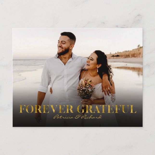 Forever Grateful Gold Foil Wedding Thank You Foto Postcard (Front)