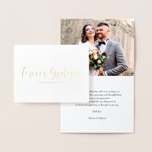 Forever Grateful Photo Wedding Thank You Foil Foil Card (Display)