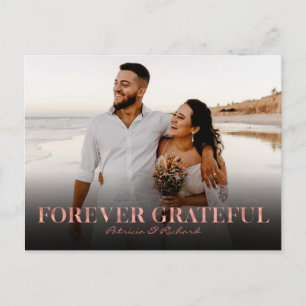 Forever Grateful Rose Gold Wedding Thank You Foto Postcard