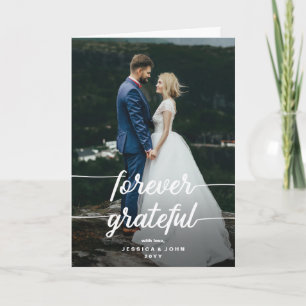 Forever Grateful Rustic 2 Photo Wedding Thank you Card