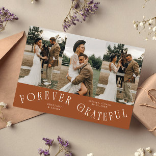 Forever Grateful Terracotta Wedding Multi Photo Thank You Card