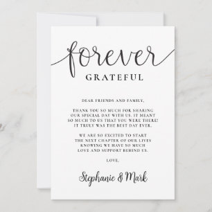 Forever Grateful Wedding Photo Flat Thank You Card