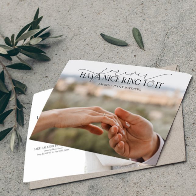 Forever Has a Nice Ring Elegant 2 Photo Engagement Announcement (Creator Uploaded)