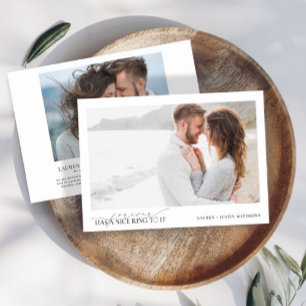 Forever Has a Nice Ring Elegant 2 Photo Wedding Announcement