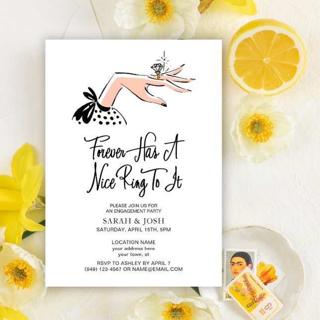 Forever Has a Nice Ring Elegant Engagement Party Invitation (Creator Uploaded)