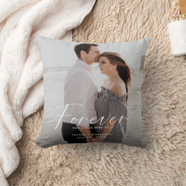 Forever has a nice ring Photo Engagement Modern Cushion (Blanket)