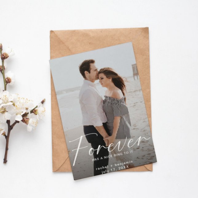 Forever has a nice ring Photo Engagement Modern Save The Date (Creator Uploaded)