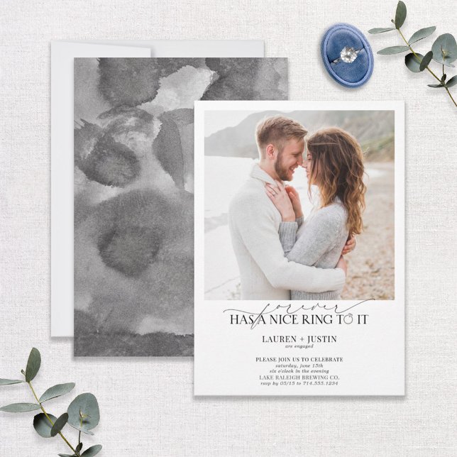 Forever Has a Nice Ring Photo Engagement Party Invitation (Creator Uploaded)