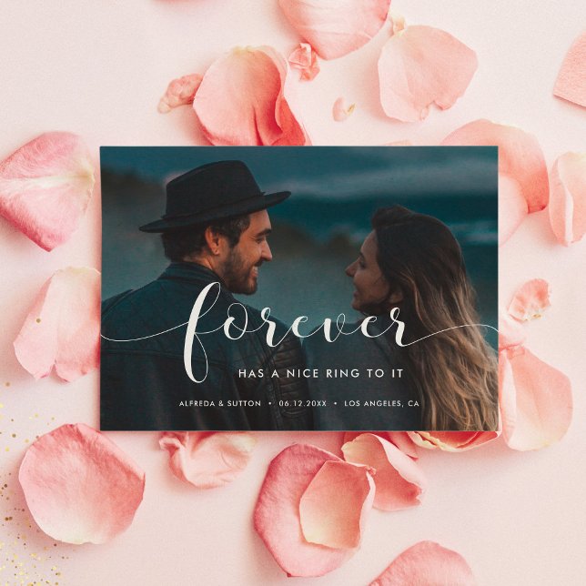 Forever has a nice ring to it photo wedding announcement (Creator Uploaded)