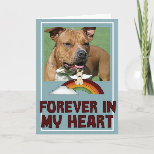Forever Heart Photo Pet Sympathy Greeting Card (Front)