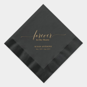 Forever Hearts   Elegant Script Memorial Funeral Foil Napkins
