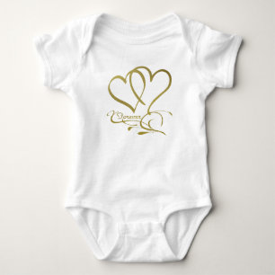 Forever Hearts Gold editable background colours Baby Bodysuit