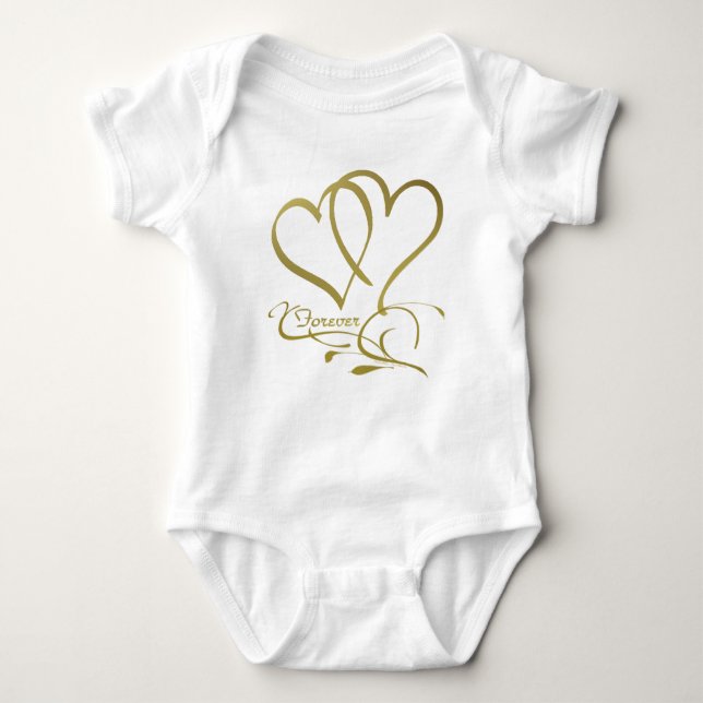Forever Hearts Gold editable background colours Baby Bodysuit (Front)
